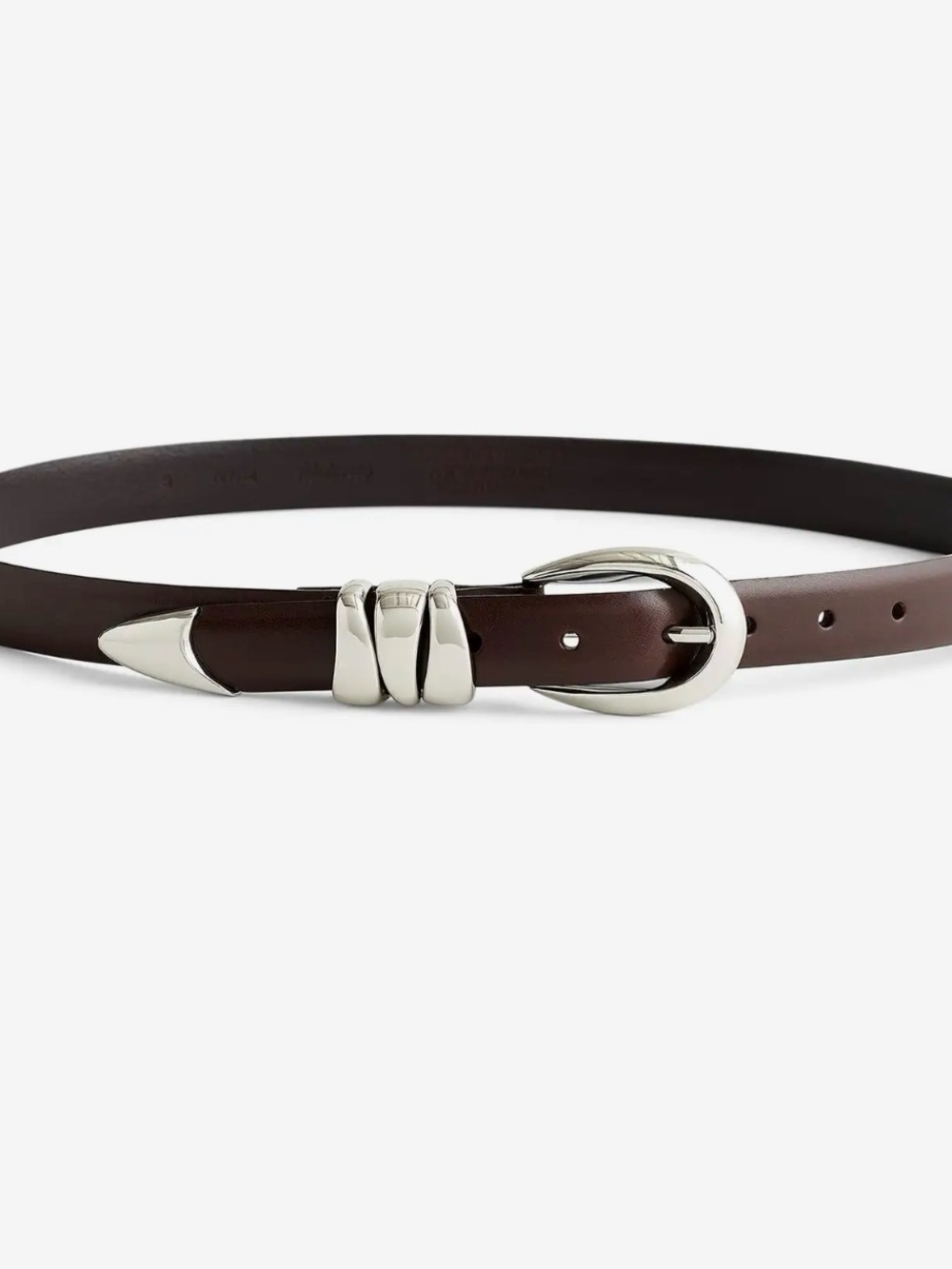 Madewell Dark Brown Leather Belt with Silver Buckle